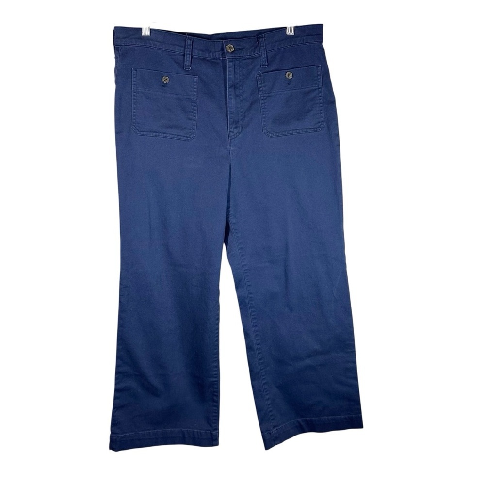 JCREW Women's 32 Navy Blue Sailor Slim Wide-Leg Crop/Ankle Chino Pants